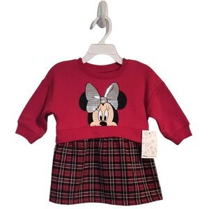 Disney Minnie Mouse Sweatshirt & Plaid Skirt Twofer Dress